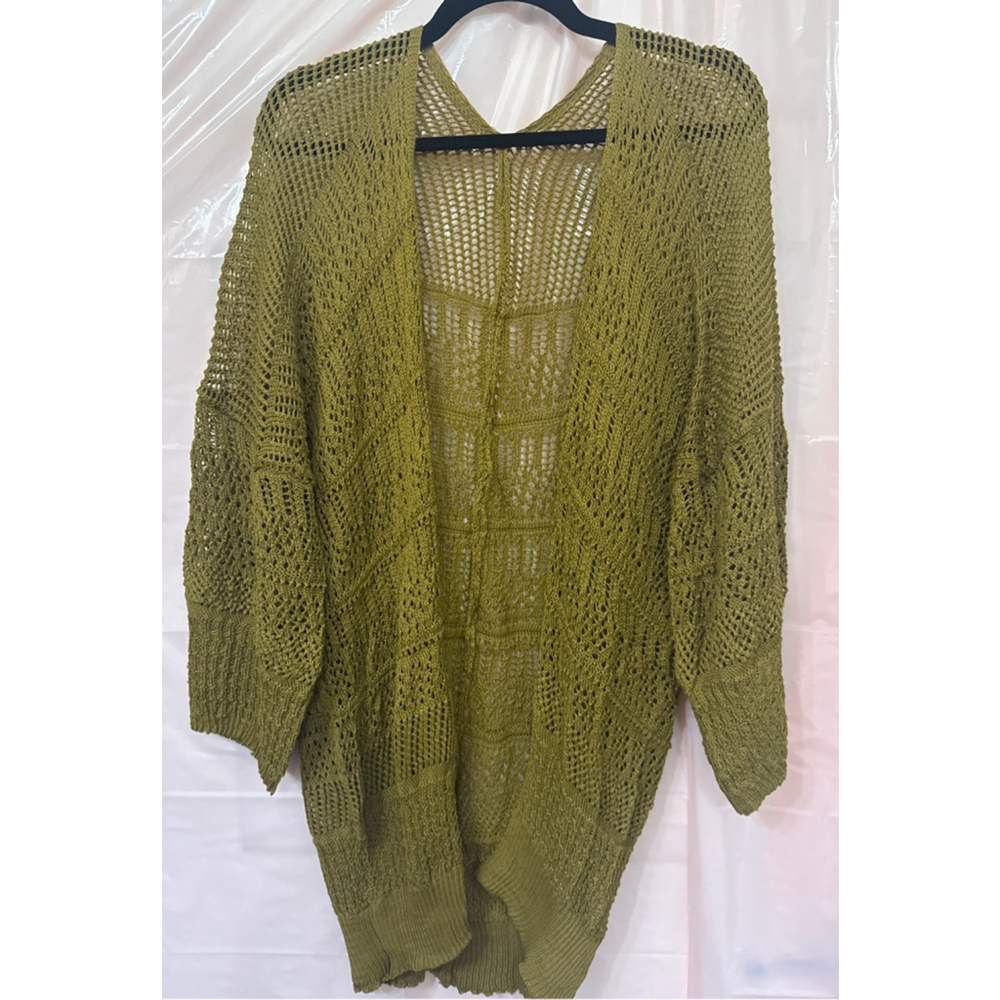 Women's Unbranded Olive Green Open Knit Cardigan Sweater One Size